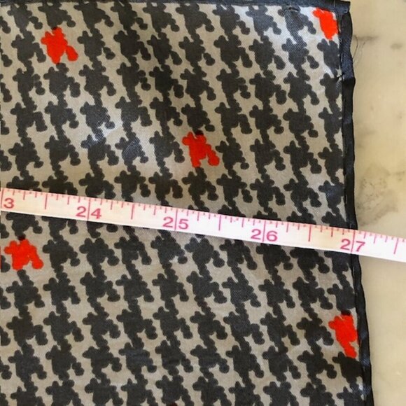 ECHO Silk Gray Red Square Scarf Vintage - Picture 14 of 16